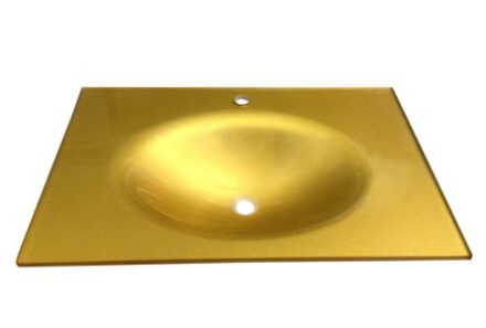 Cam Lavabo 12 Mm 80 X 56 Cm Altın Rengi
