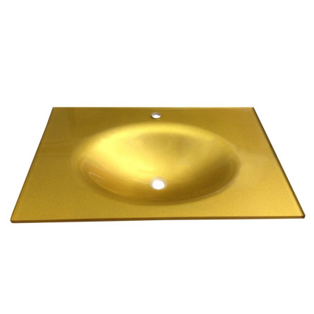 Cam Lavabo 12 Mm 80 X 56 Cm Altın Rengi